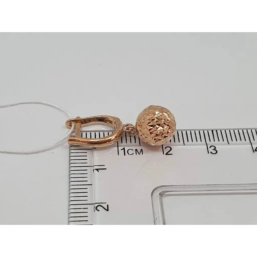 Золоті сережки-підвіски Favoritum Кулі з алмазною гранню. 210137_9_А - фото 4