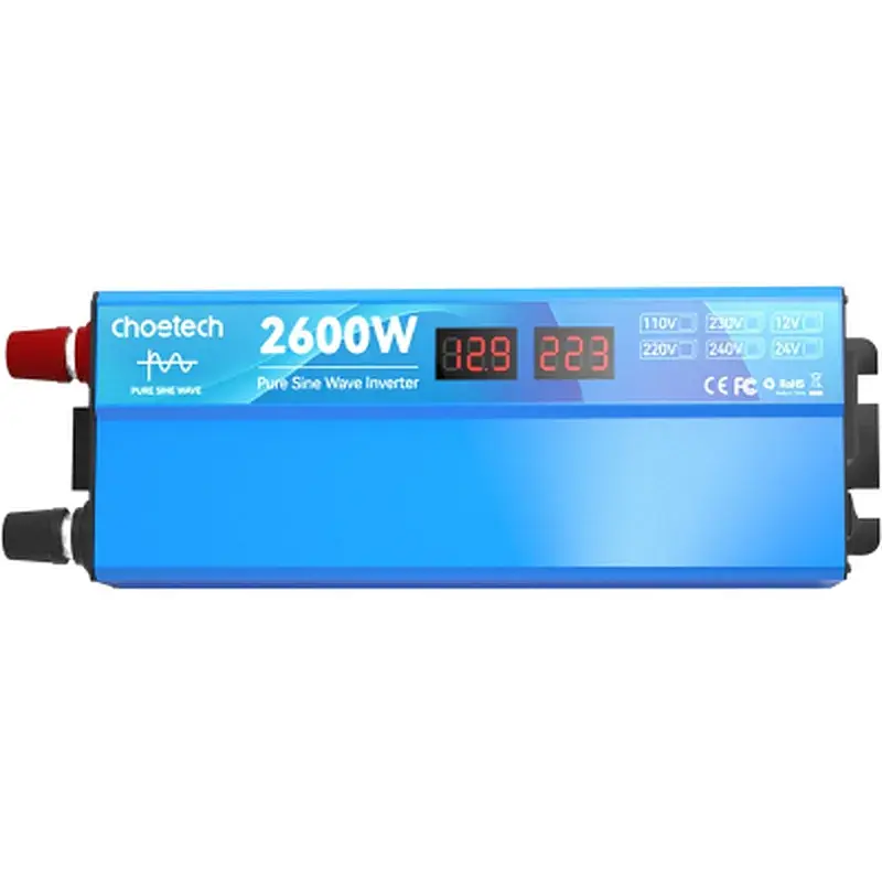 Автомобільний інвертор Choetech 12/220V 1300Вт, чиста синусоїда (CJ2600Q-V2) - фото 2
