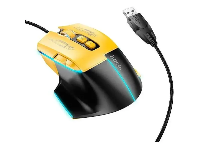 Миша Hoco GM31 Overlord Luminous Black&Yellow (6942007629201)