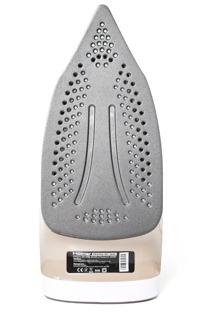 Утюг Holmer HIТ-2642, Beige, 2600W, тефлон, паровой удар 140 г/мин, постоянная подача пара 40 г/мин, вертикальное отпаривание, очистка от накипи, антикапля - фото 2