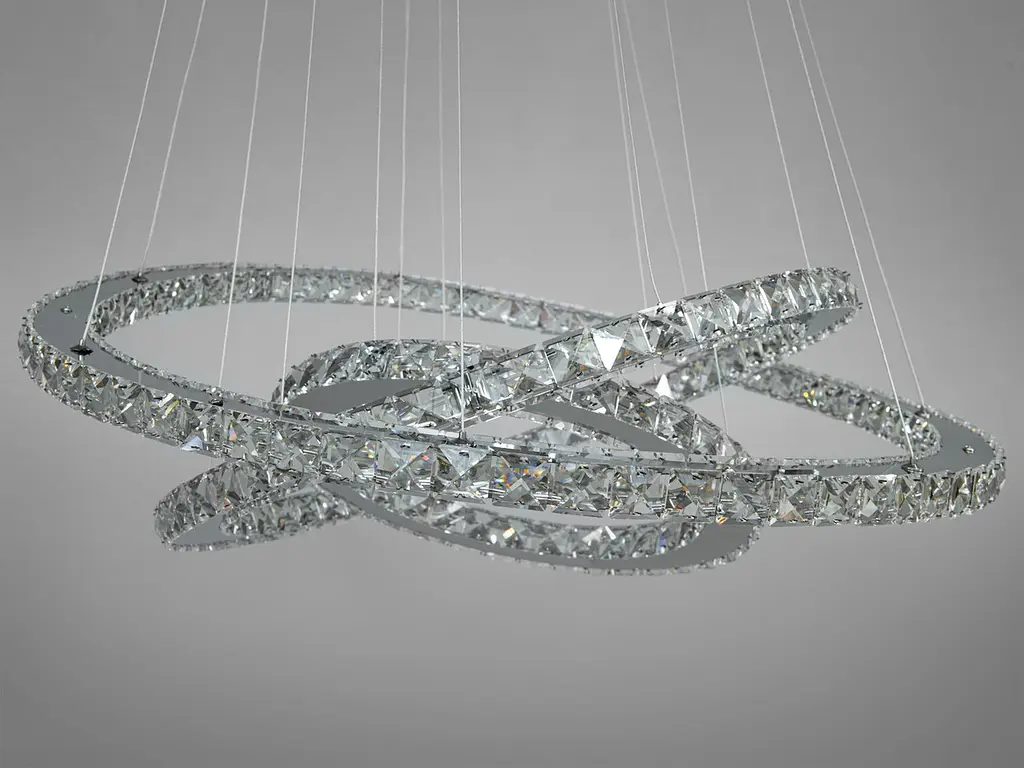 Люстра стельова LED Diasha 7201-9W/750+580+400HR 105W, 75 см, з пультом, IP20, сучасний стиль, дизайнерська кристалічна - фото 4