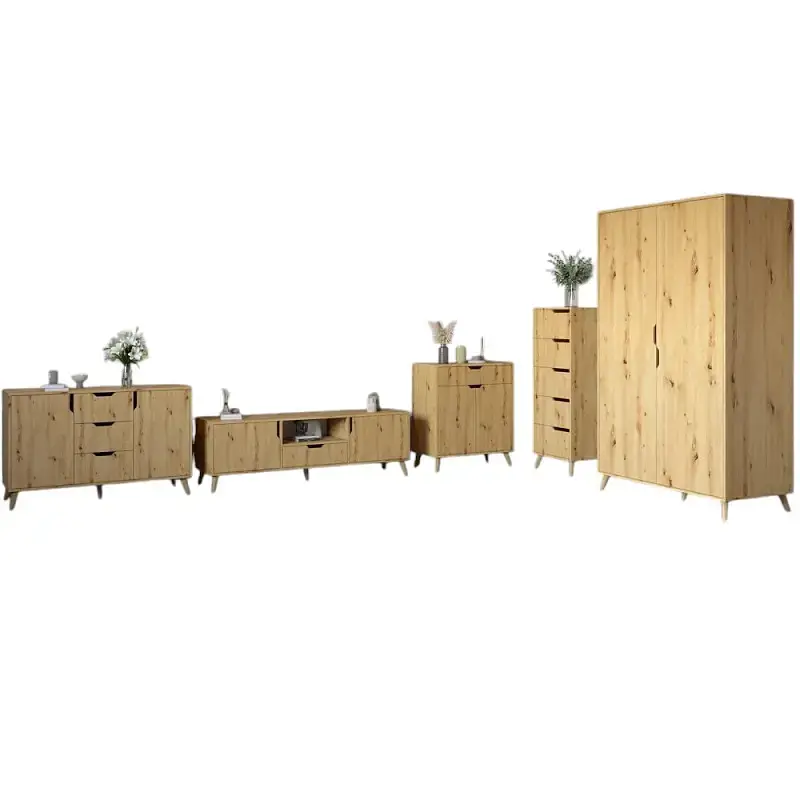 Комплект меблів для вітальні М-ЗОН Борн Дуб Артизан 5 предметів з ніжками кольору світлий горіх (MZN-031068) - фото 2