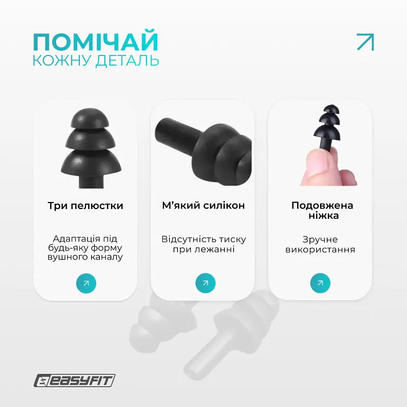 Беруші силіконові багаторазові EasyFit чорні - фото 4