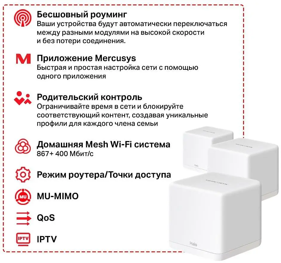 MESH-система Mercusys mesh Halo H30G AC1200 3Pcs White 802.11ac (Halo-H30G-3-pack) - фото 7