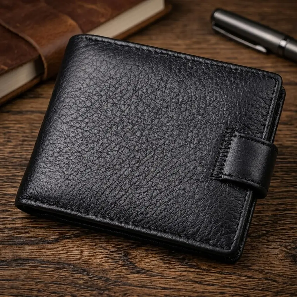 Невеликий місткий гаманець із натуральної шкіри ST Leather 22456 чорний - фото 4