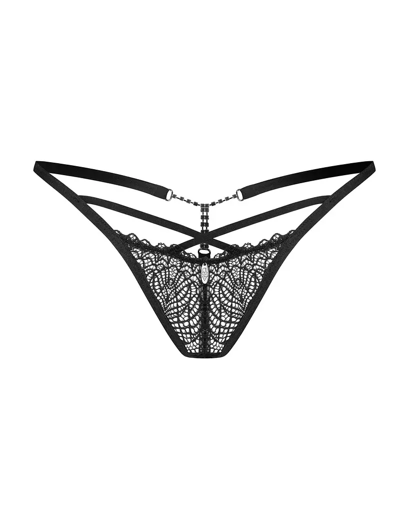 Трусики-стрінги Obsessive Iliosa 2XL/3XL (чорний) - фото 6