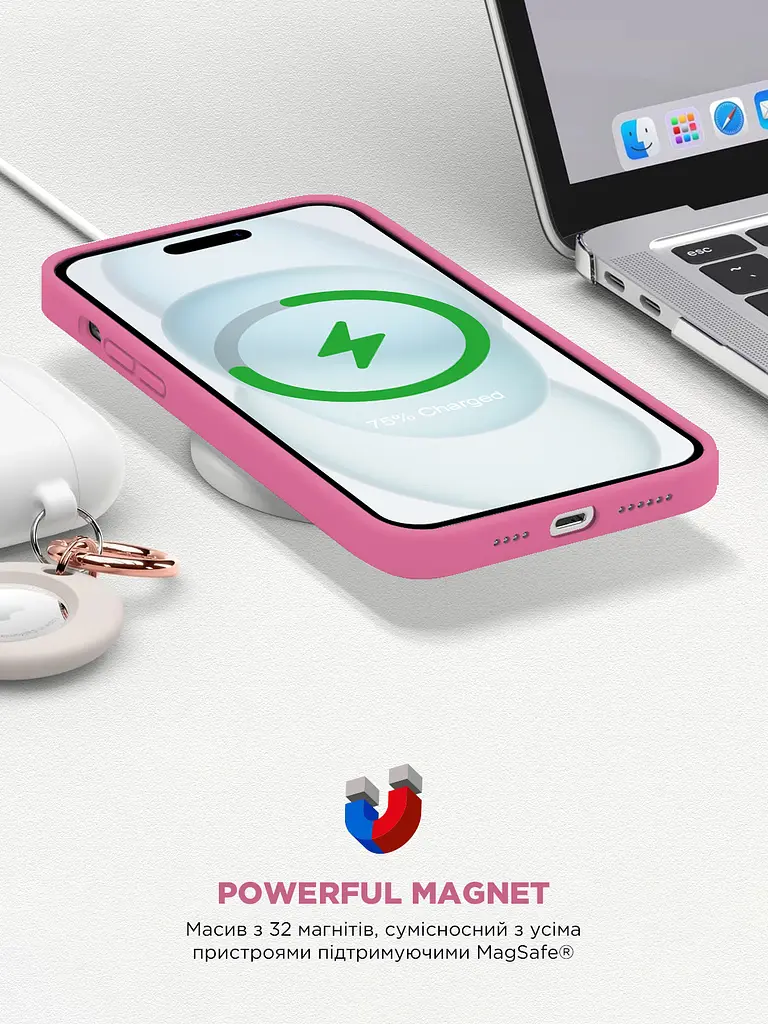 Силиконовый чехол с MagSafe для Apple iPhone 15, ICON2 MagCase, розовый, противоударный, панель с мягкой подкладкой, защита всего корпуса, поддержка беспроводной зарядки, совместим с защитными стеклами и пленками, ArmorStandart (ARM77009) - фото 9