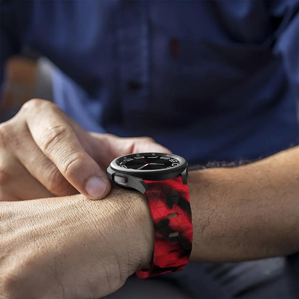 Ремінець силіконовий Samsung Galaxy Watch 4 5 6 7 BeWatch Чорно-червоний (0140303) - фото 6