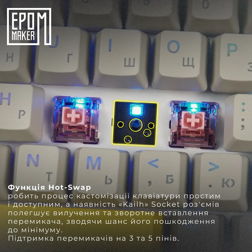Клавіатура Epomaker TH80 SE Flamingo Black механічна бездротова (TH80-SE-B-F) - фото 8