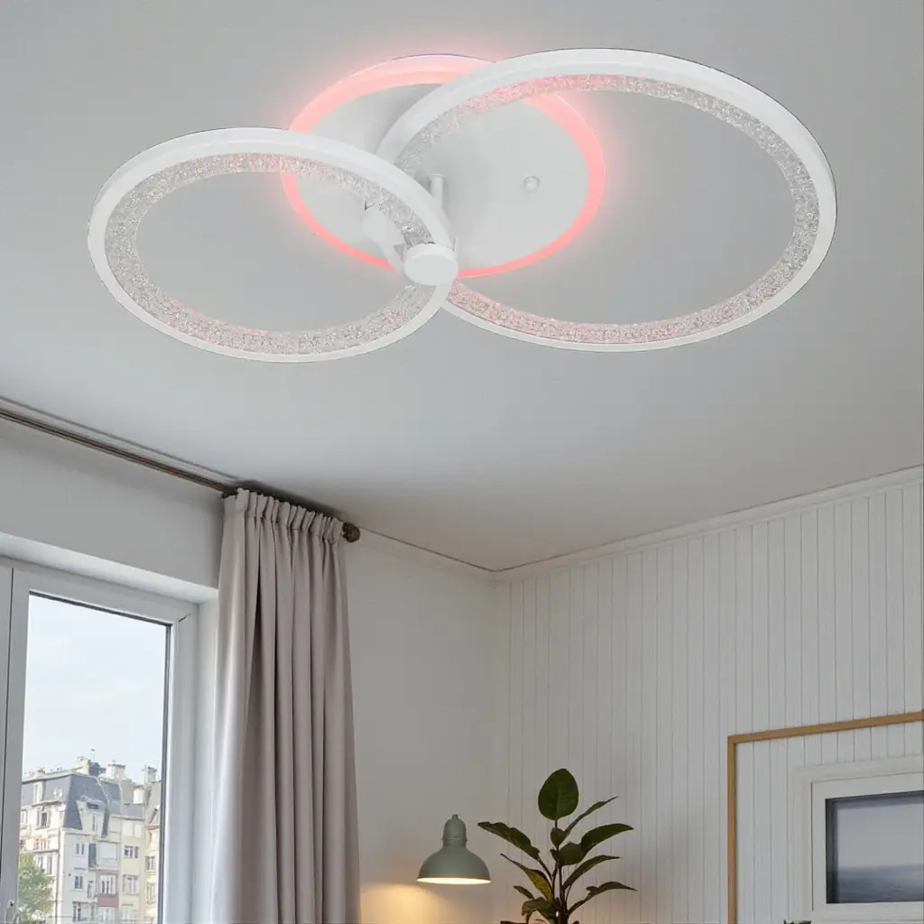 Стельова LED-люстра Diasha 8180/2WH 3color з пультом і димером, біла, 55 W, 3025 lm, круглі акрилові LED-кільця 53x33 см - фото 2