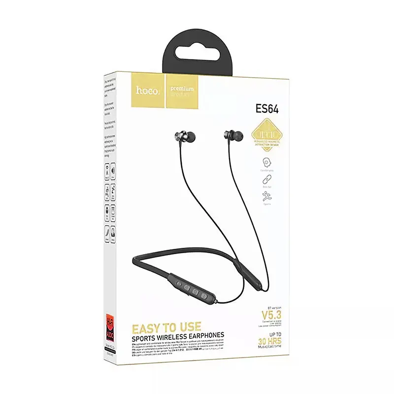 Беспроводные наушники Hoco ES64 Bluetooth 5.3, 200 mAh, 2/30h чёрные - фото 3