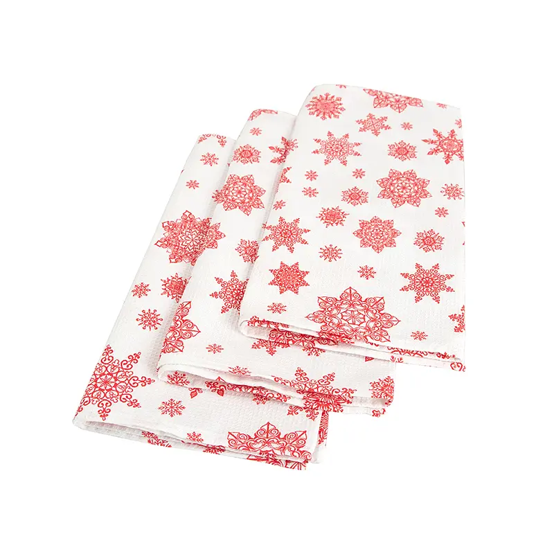 Набор вафельных полотенец Руно Красные снежинки 35х70 см 3 шт. (707_Червонісніжинки) - фото 2