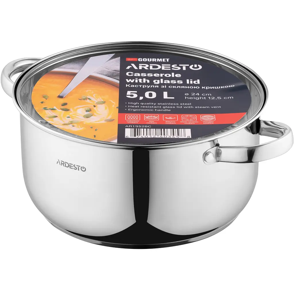 Кастрюля Ardesto Gemini Gourmet, со стеклянной крышкой, 5 л (AR1952BC) - фото 4