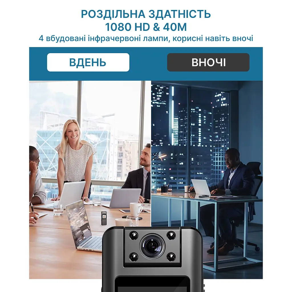 Нагрудний відеореєстратор BOBLOV A22 1080p з диктофоном, поворотним об'єктивом, дисплеєм, кутом огляду 160° - фото 3