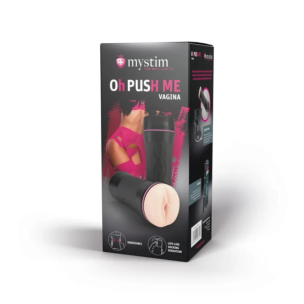 Мастурбатор-вагіна Mystim O(h) PUSH ME Vagina, можна стискати та регулювати вакуум - фото 8
