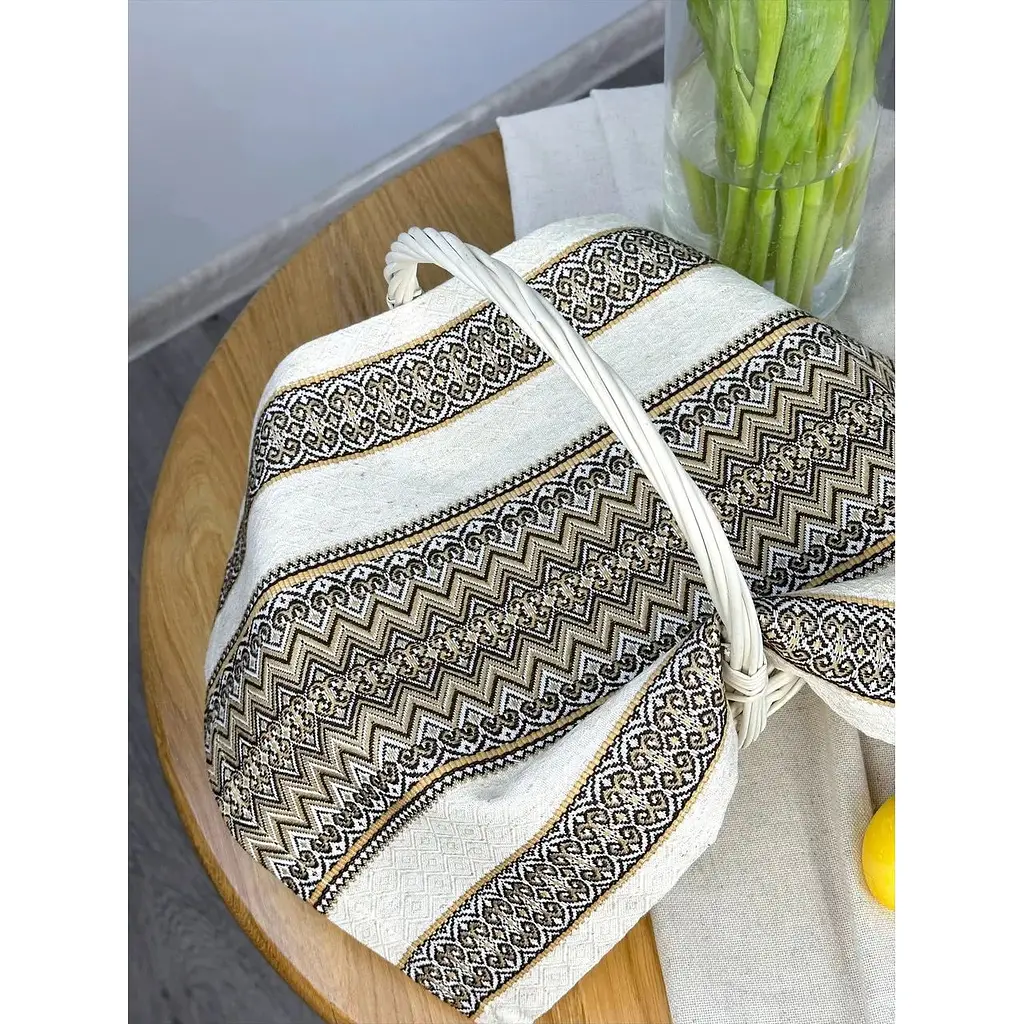 Пасхальное полотенце льняное для корзины Рандеву 45х30 см Коричневый - фото 5