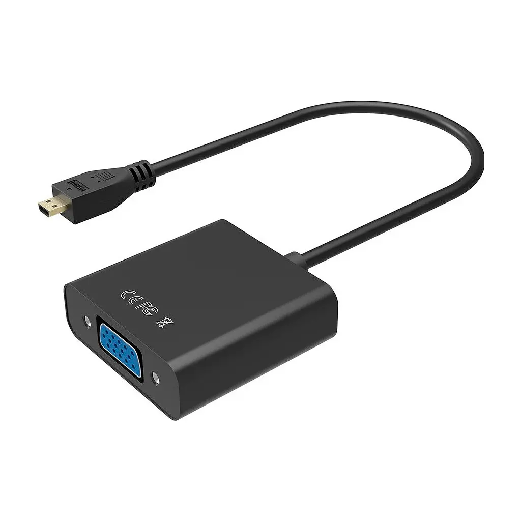 Перехідник Voltronic micro HDMI M – VGA F 0.3 м 4K / 2K чорний (YT-C-mcHDMI(M)/VGA(F)-B)