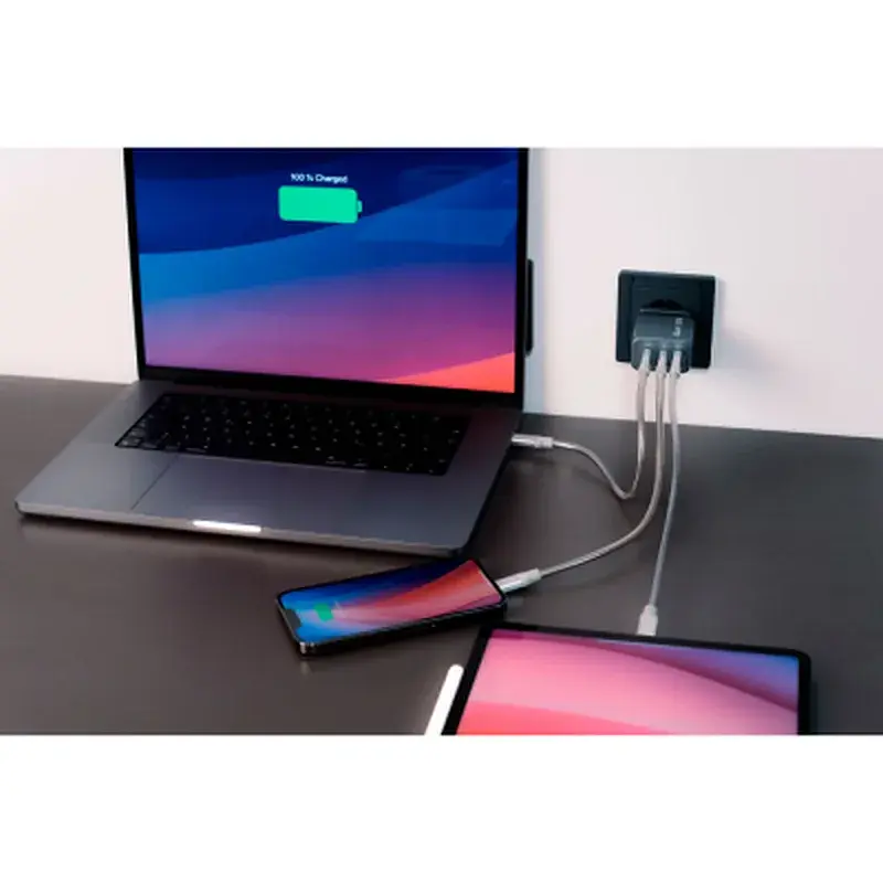 Зарядний пристрій Verbatim GaN 65 W 3 ports (2xUSB-C-65 W /USB-A -3.0) (32201) - фото 6