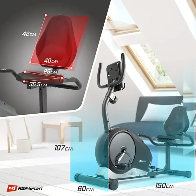 Горизонтальний велотренажер Hop-Sport HS-040L Root model 2020 чорно-сріблястий - фото 11