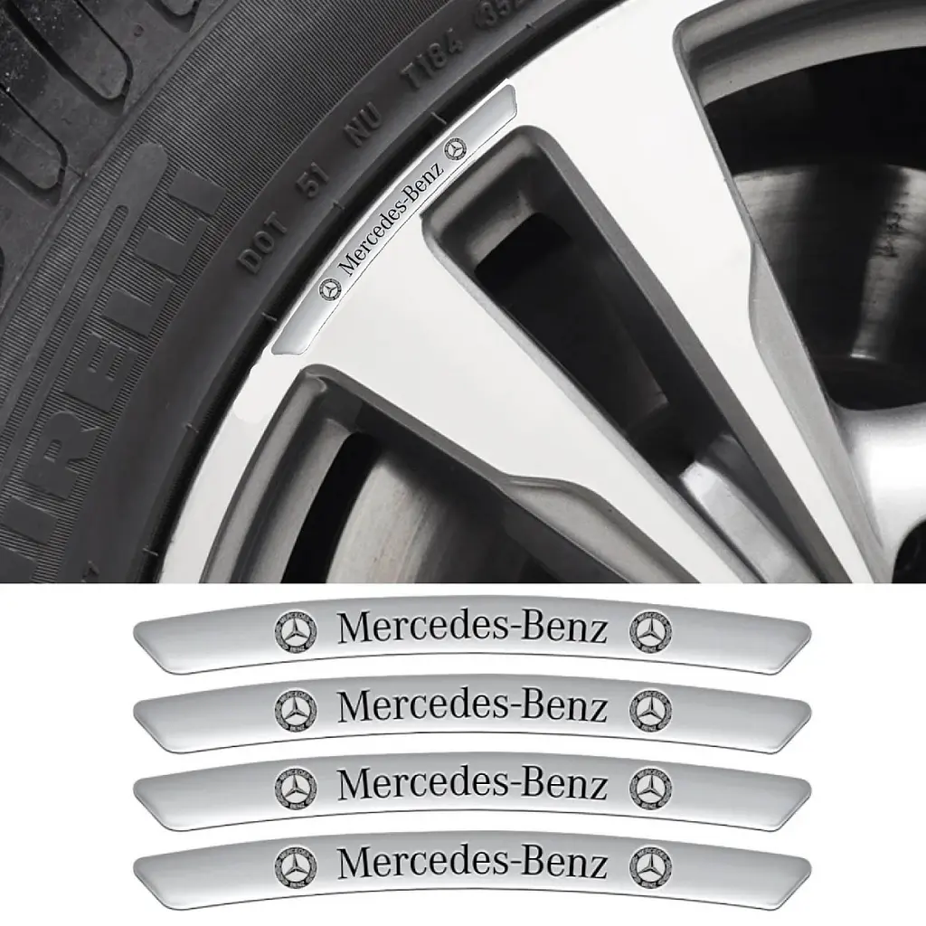 Емблема обода колеса Mercedes-Benz 4 шт Алюміній наклейка на диски на скотчі - фото 2