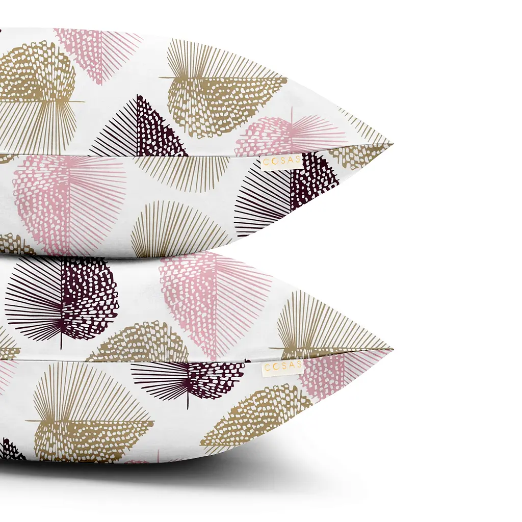 Комплект постільної білизни Cosas Pastel leaves CS1 Євро бежевий (LeafBeigeRoseBlack_40Rose_200) - фото 4