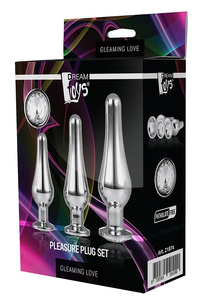 Анальна пробка Gleaming Love Pleasure Plug Set 3 шт. (сріблястий) - фото 4