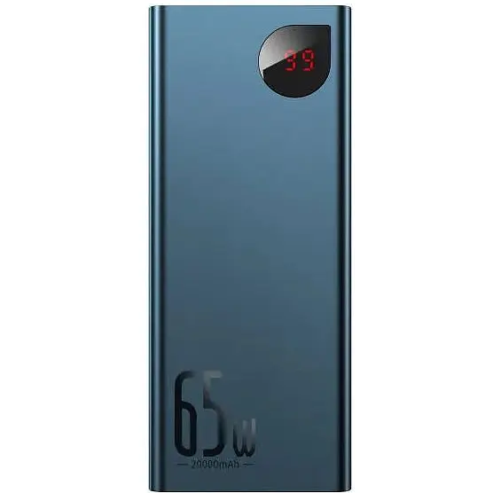 Павербанк Baseus Adaman Metal мощный для ноутбуков телефонов 20000 mAh 65W синий + кабель USB to Type-C - фото 2