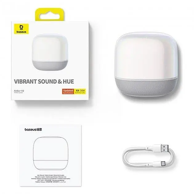 Портативная акустика Baseus AeQur V2 Wireless Speaker Moon 30 часов беспроводная белая - фото 8