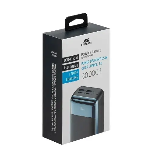 Універсальна мобільна батарея 30000 mAh, Rivapower VA1080, Black/Blue, 65 Вт RivaCase teh0027628 - фото 8