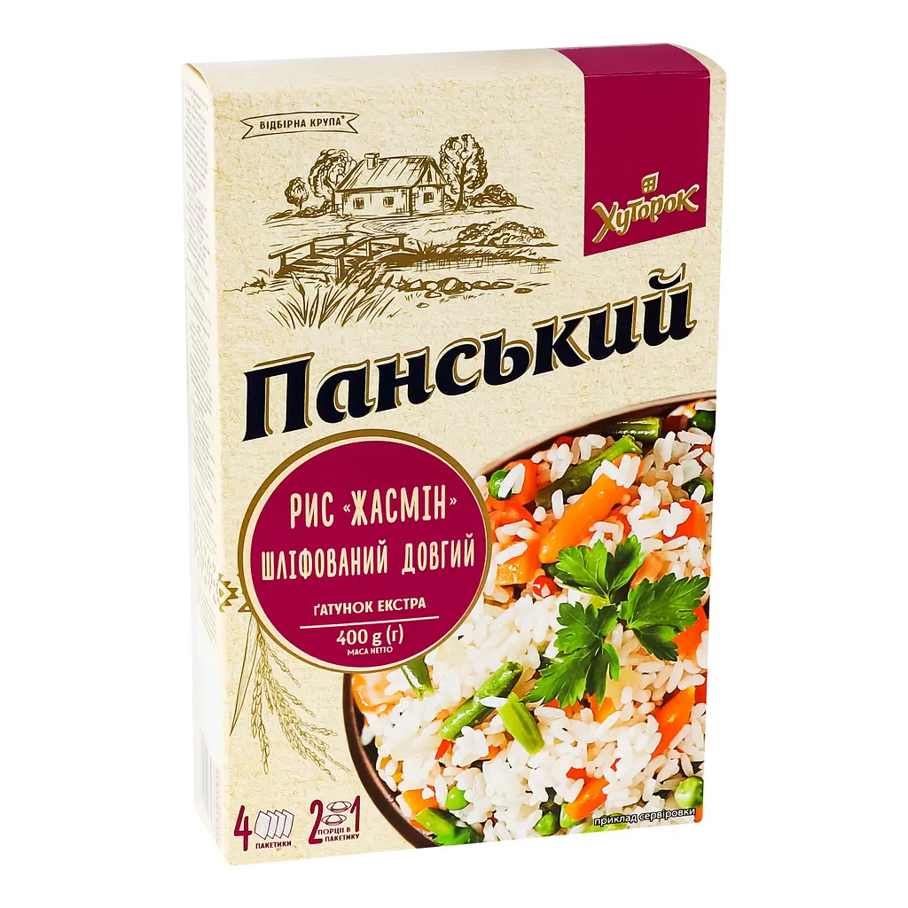 Рис Жасмін Хуторок Панський шліфований довгий 400 г - фото 3