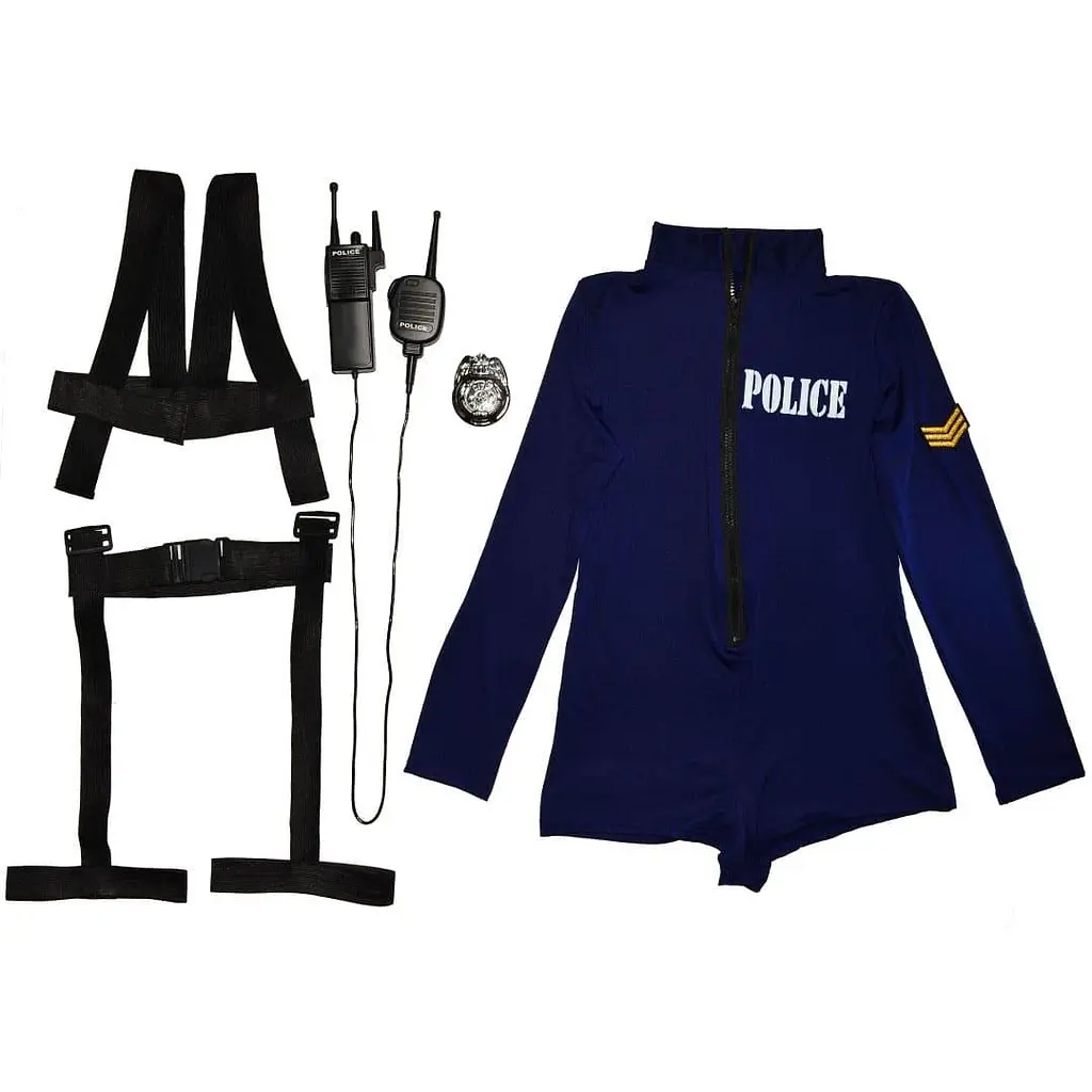Костюм для ролевых игр Полицейской One Size (M-L) боди с портупеей и рацией сексуальный ролевой костюм синий - фото 6