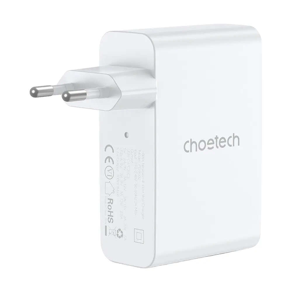 Сетевое зарядное устройство Choetech PD9002 PD100W GAN USB-A+3xUSB-C White (43-00172) - фото 3