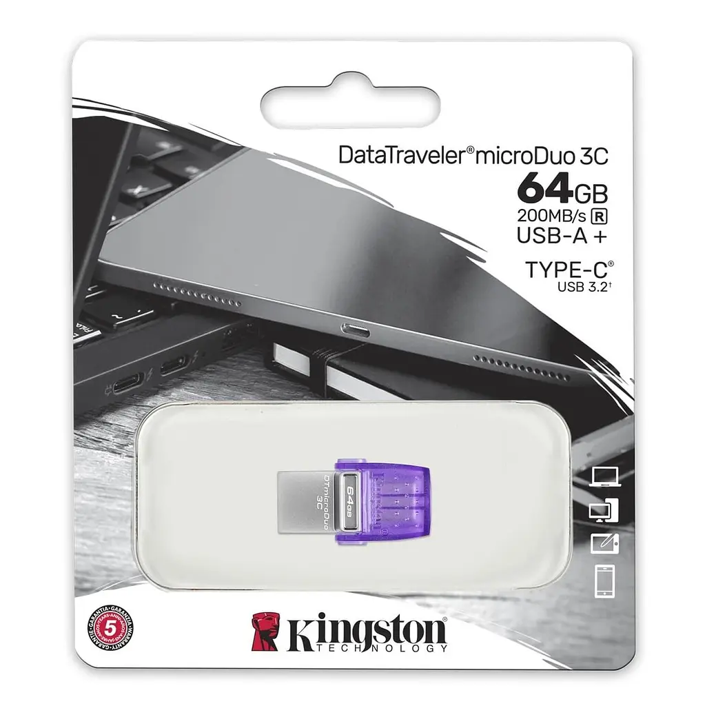 Флеш-накопичувач Kingston DT Duo 3C 64GB (DTDUO3CG3/64GB) - фото 3