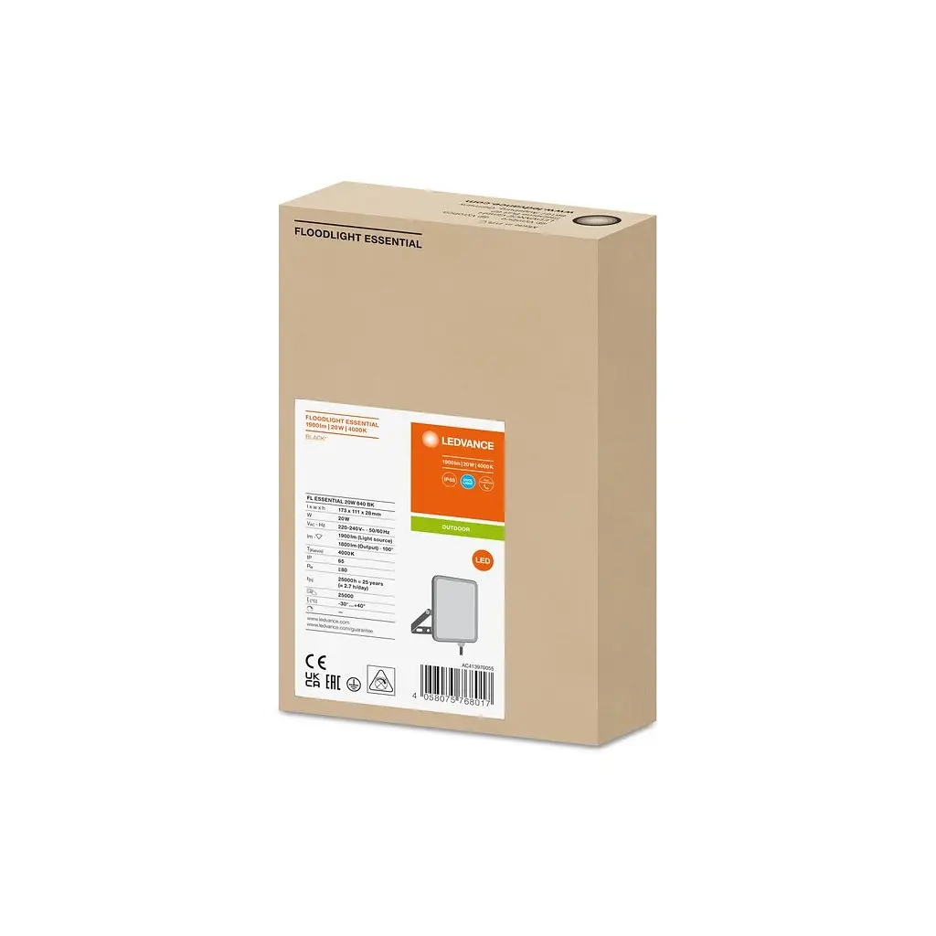 Прожектор LEDVANCE FL ESSENTIAL 20W 840 BK IP65 (4058075768017) - фото 6