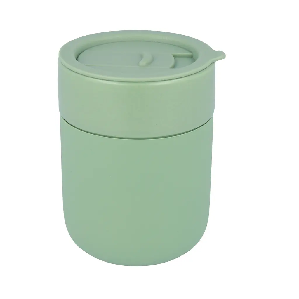 Кавові чашки з кришками Cute Travel Mugs з захисним силіконовим чохлом Olive 295 мл - фото 6