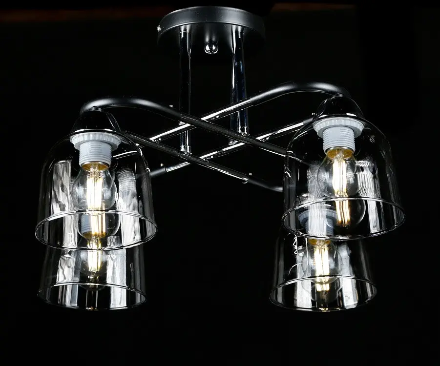 Люстра стельова Splendid Ray LGH50316/4, 4xE27, чорний хром, 50 см, стильний дизайн для спальні - фото 3