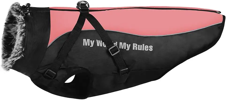 Світловідбивна утеплена зимова куртка для собак My World - My Rules, Peach, 4XL - фото 3