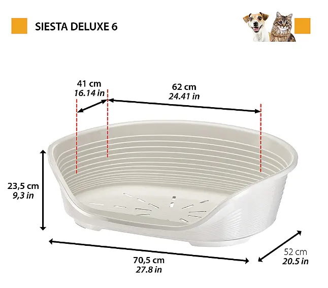 Пластиковий лежак для собак і котів Ferplast Siesta Deluxe 6 рожевий 70,5×52×23,5 см 70206916 - фото 2