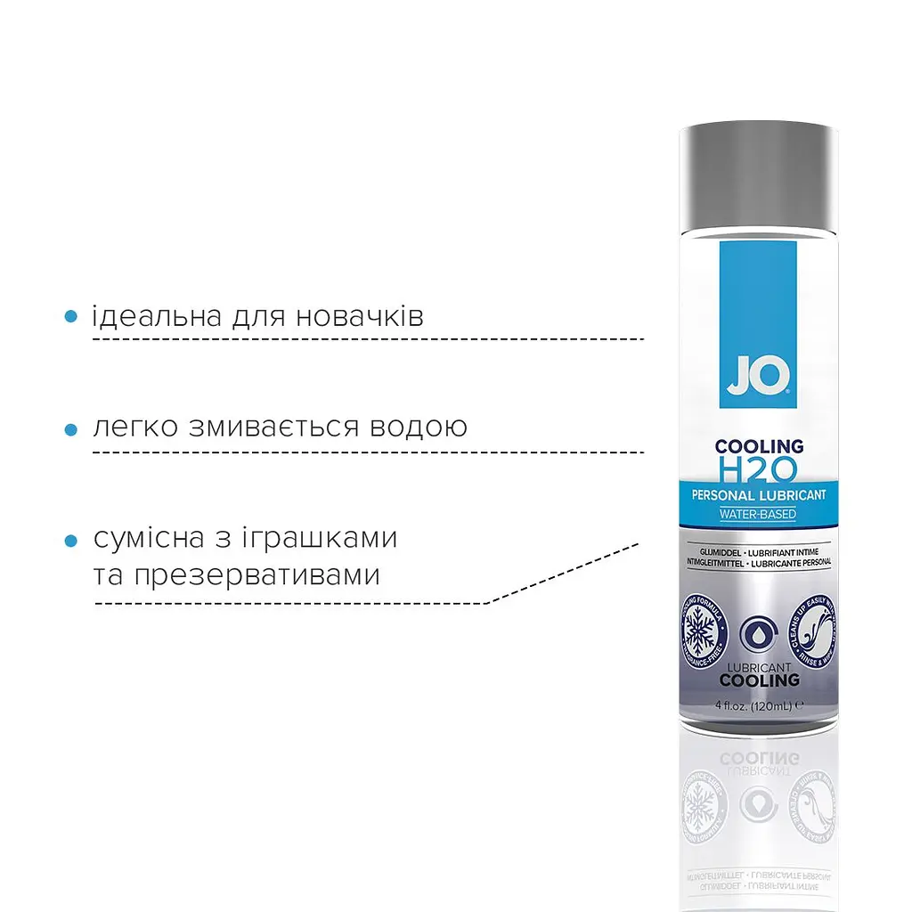 Охолоджувальна змазка на водній основі JO H2O COOLING (120 мл) з ментолом, рослинний гліцерин - фото 3