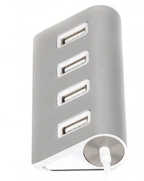 USB-Хаб Maxxter USB 2.0 4хUSB2.0 Silver (HU2A-4P-01) - фото 2