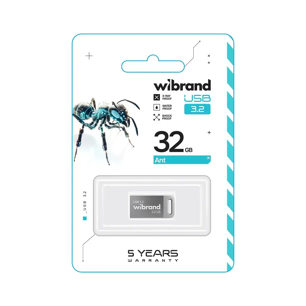 USB флеш накопитель Wibrand 32GB Ant Silver USB 3.2 Gen 1 (USB 3.0) (WI3.2/AN32M4S) - фото 2
