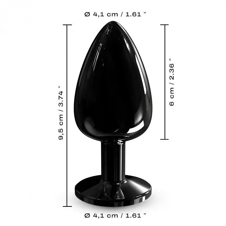Металева анальна пробка з прикрасою у вигляді кристала Dorcel - Diamond Plug, чорна L - фото 3