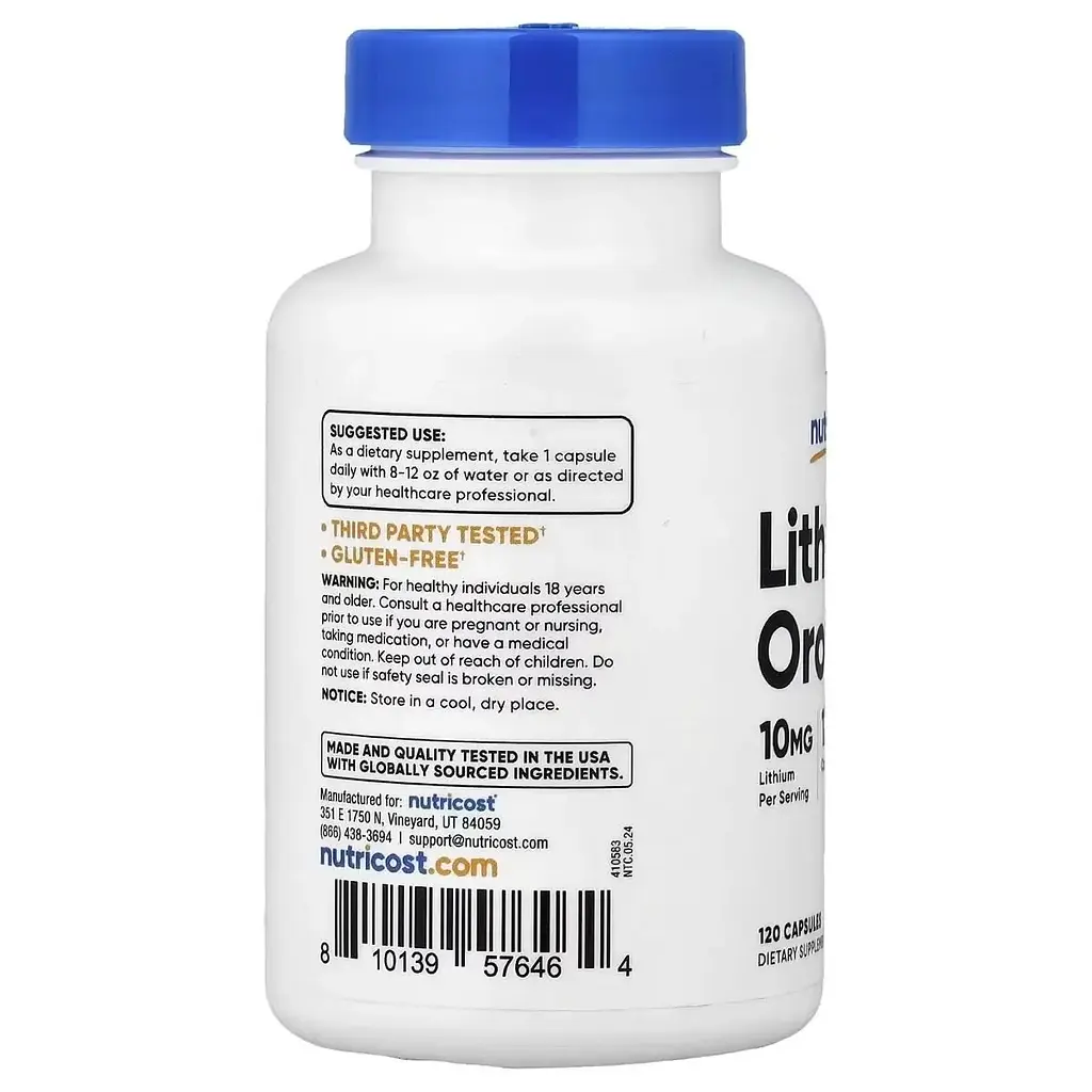 Літій оротат Nutricost 10 мг 120 капсул - фото 3