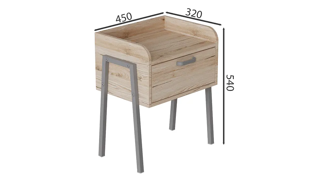 Тумба модульная Ferrum-decor Бетти 540x450x320 металл Серый ДСП Дуб Сан-Марино 16 мм (FRD-102998) - фото 3