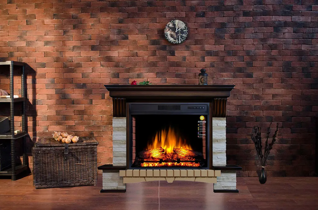 Камінокомплект ArtiFlame STONE MONTEBELLO AF28S МАХАГОН КОРИЧНЕВИЙ АНТИК (зі звуком) - фото 2