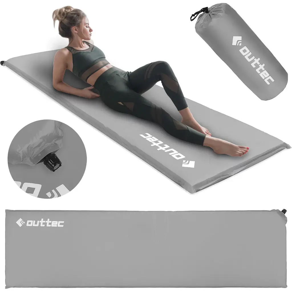 Самонадувний килимок Outtec 180х53х4см гладкий сірий - фото 8