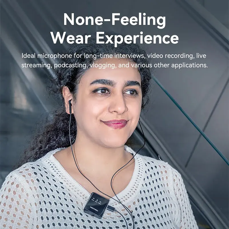 Беспроводной двойной петличный микрофон Vention USB-C 2-Pack Wireless Lavalier Black - фото 11