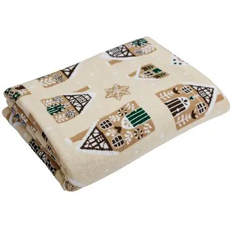 Плед в'язаний Прованс Імбирні будиночки 130х170 см бежевий (37495) - фото 2