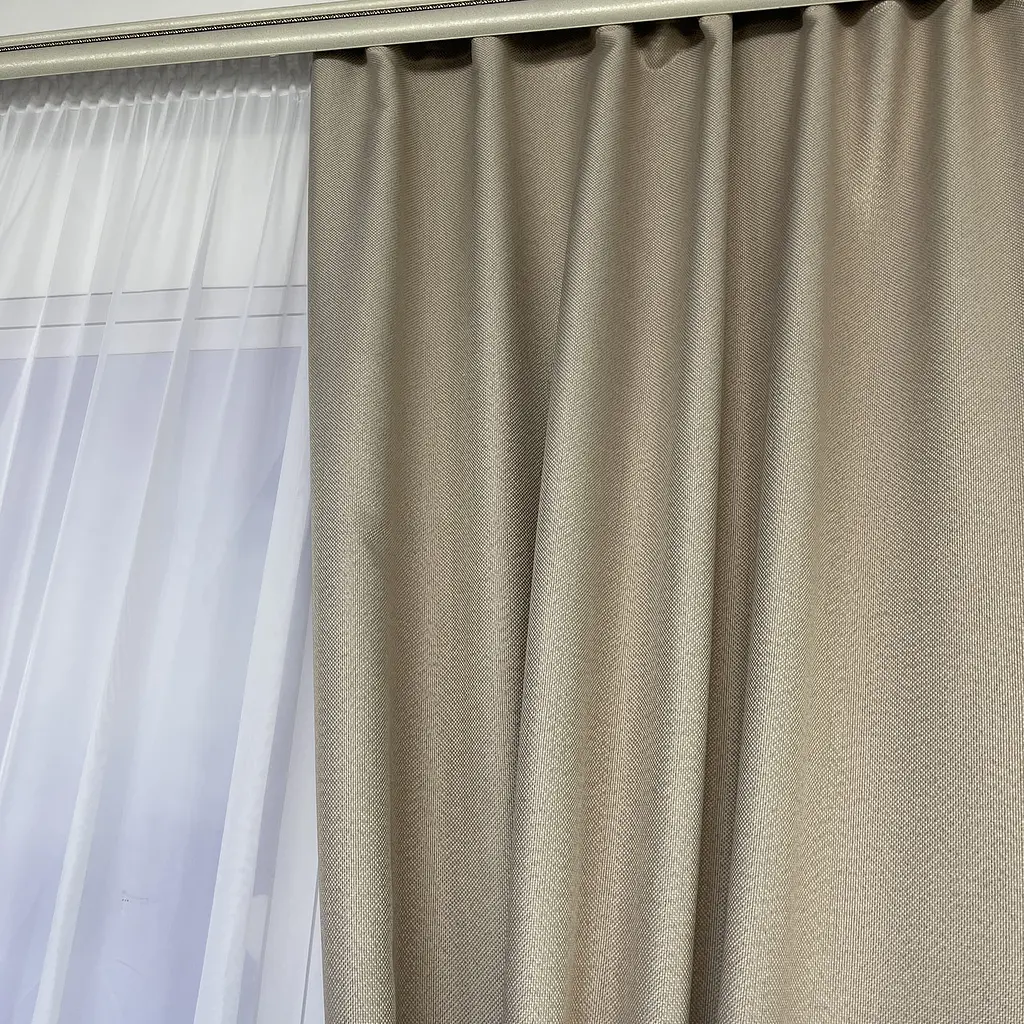 Льняні штори блекаут бежевого кольору на тасьмі 2шт. 150х270 ALBO pbe0052533 - фото 3