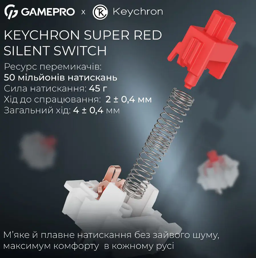 Клавиатура игровая механическая GamePro MK-285-WH Asgard Ragnar Keychron Super Red Switch Bluetooth 5.2/2.4 ГГц/USB White - фото 6